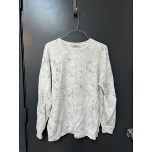 Athleta Pullover Sweatshirt Size Medium Gray White Crew Neck